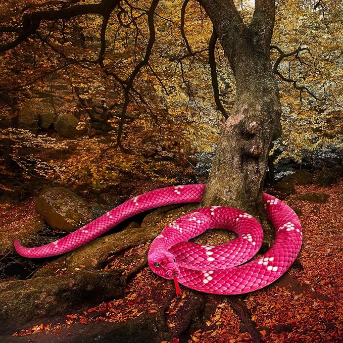 Snake Plush, Stuffed Snake Animal, 71 in Large Toy Snakes for Kids, Lifelike Giant Stuffed Animals for Birthday Present Party Prank Prop (Pink)