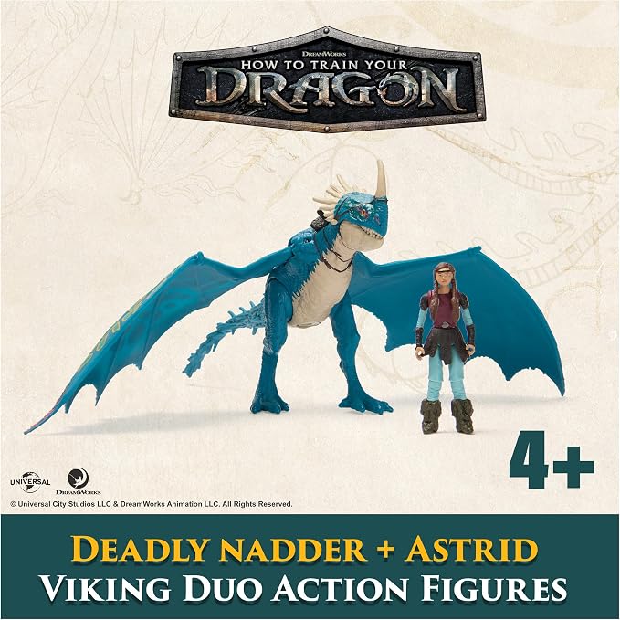 DreamWorks Dragons, How to Train Your Dragon, Deadly Nadder & Astrid, Viking Duo Action Figures, Kids Toys for Boys Ages 4 and up