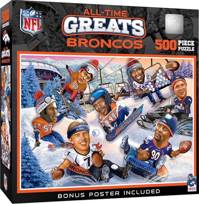 MasterPieces NFL Denver Broncos All-Time Greats Jigsaw Puzzle - 500 Pieces - 15"x21" - NFL Football Puzzle
