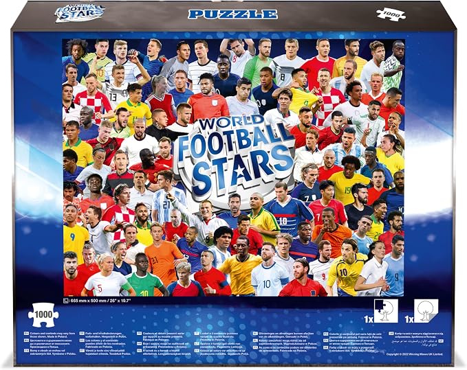 Winning Moves Games World Football Stars 1000 Piece Jigsaw Puzzle, Featuring Harry Kane, Pelé, Maradona, and More, for Ages 4 Plus