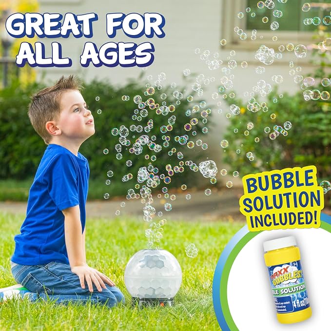 Maxx Bubbles Bubble Light Show – Large Bubble Machine with Spinning Disco Lights | Automatic Bubble Maker for Kids & Adults | Perfect for Parties, Weddings, Birthdays, and Events