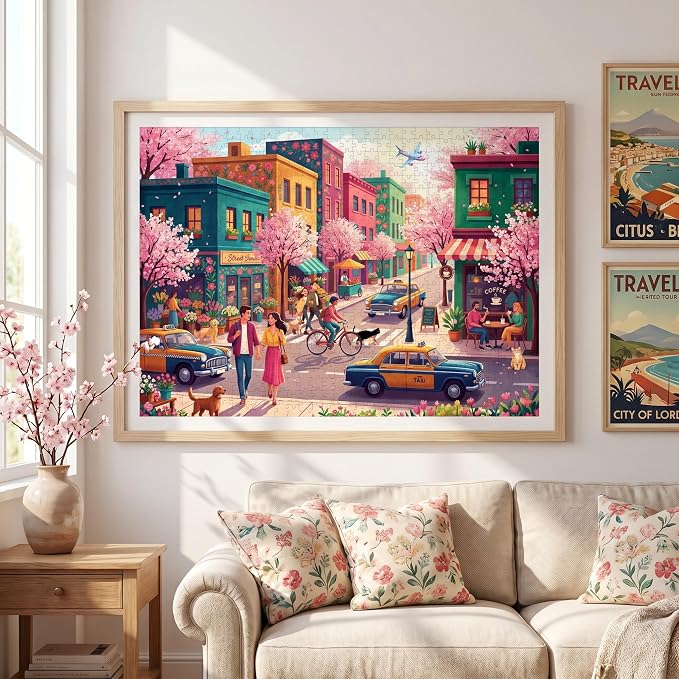Nattork Jigsaw Puzzles 1000 Pieces for Adults, Families (Sakura Strasse) Pieces Fit Together Perfectly