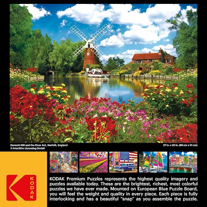 RoseArt - Kodak Premium - Hunsett Mill and The River Ant, Norfolk, England - 1000 Piece Jigsaw Puzzle for Adults