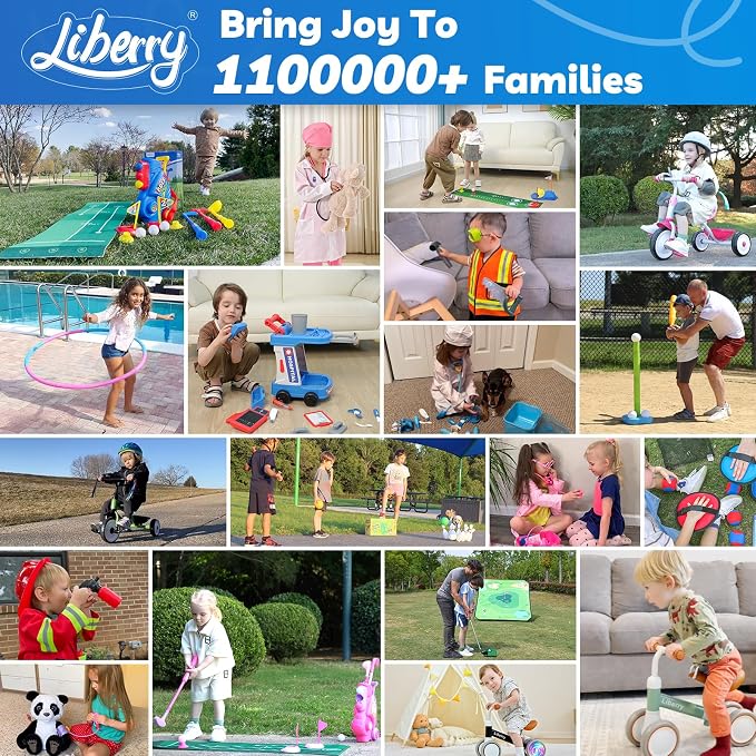 Liberry Toddler Golf Set for 2 3 4 5 Years Old Boys Girls, Upgraded Kids Golf Cart with Golf Cornhole Board & Putting Mat, Indoor and Outdoor Golf Toys Birthday Gifts