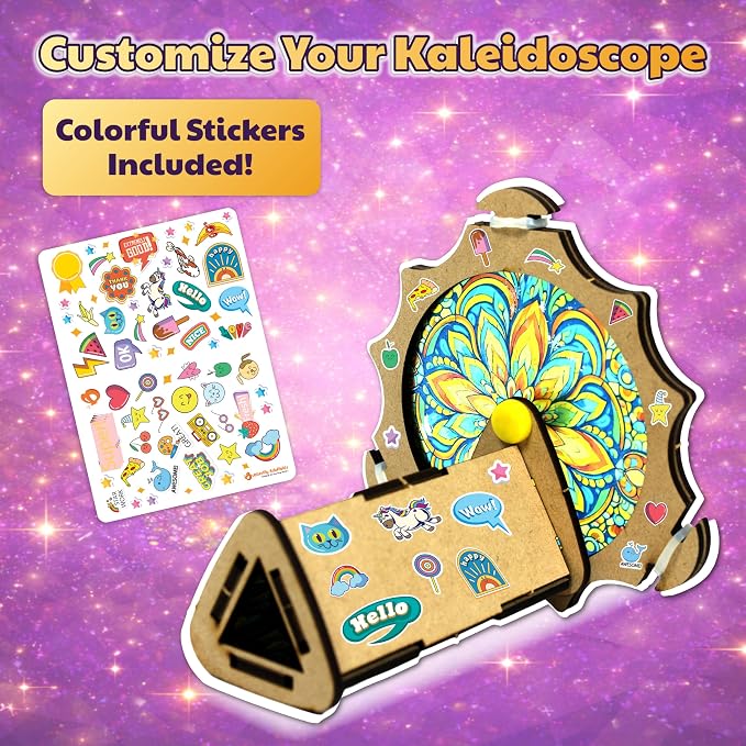 Butterfly EduFields 4-in-1 DIY Wooden Kaleidoscope Kit for Kids Ages 6-10 | Creative Arts & Crafts STEM Activity | Build Your Own Kaleidoscope | Gift for Girls & Boys