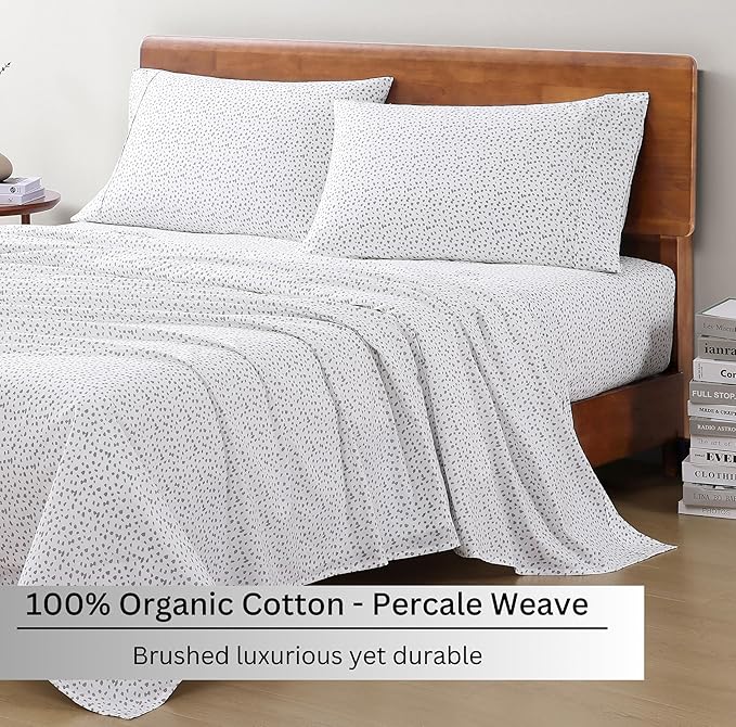 LANE LINEN Twin XL Sheet Set 100% Organic Cotton Soft 3pc - Haze Grey | GOTS Certified Organic Cotton Percale Twin XL Sheet Set - Affordable Organic Luxury, Honest-Price Organic Quality