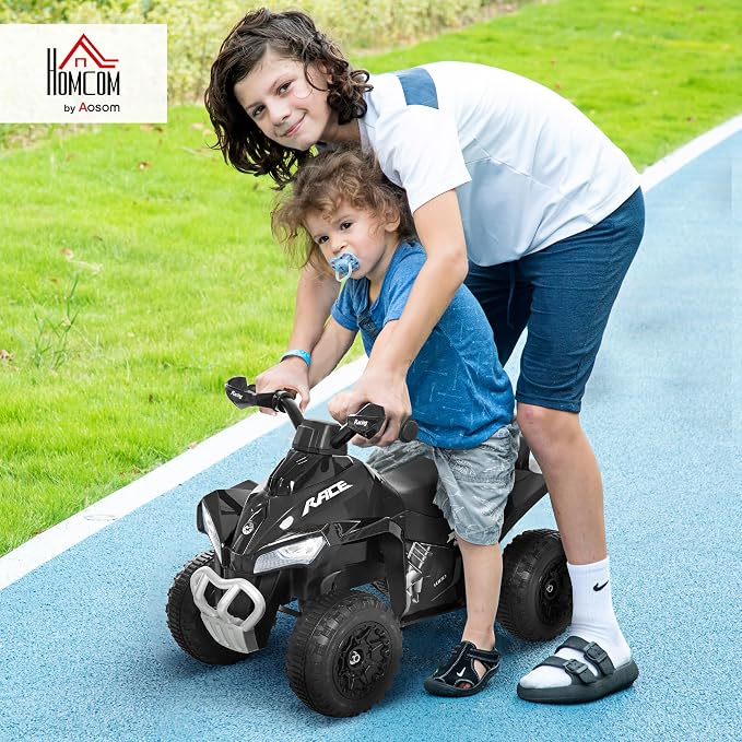 Aosom NO Power Kids Ride On Push Car, Ride Racer, Foot-to-Floor Sliding Car, Walking ATV Toy with Music, Lights, for 1.5-3 Years Old, Black