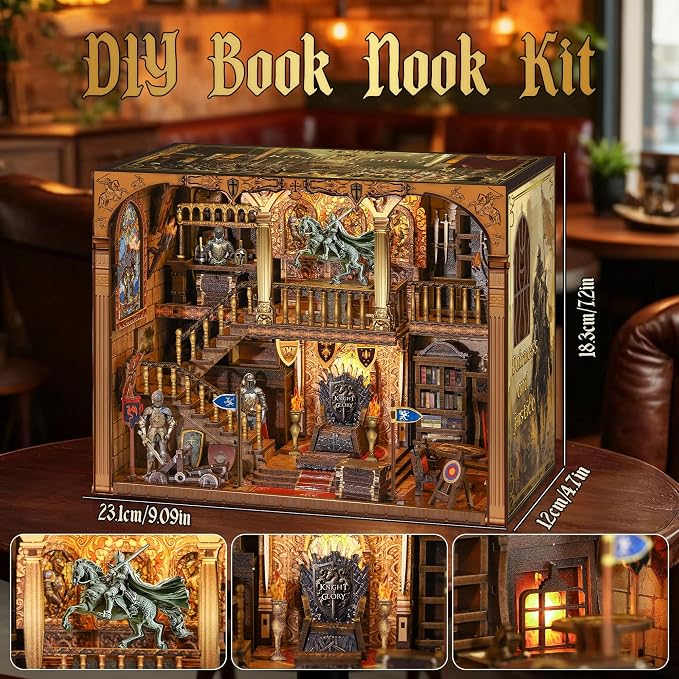 NookMaster Miniature Book Nook Kit - DIY Tiny House with LED Light and Type-C Port,Ideal Craft Gift for Adults & Teens,Beautiful Bookshelf Décor for All Occasions