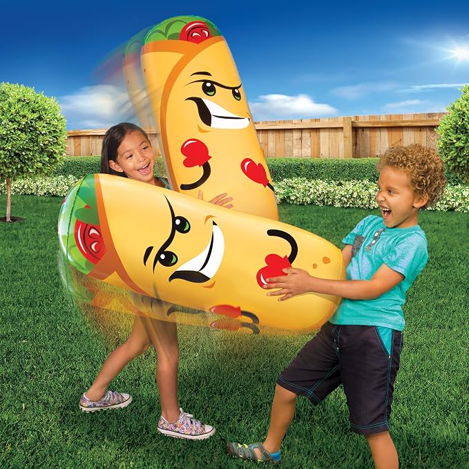 Banzai: Burrito Boppers - 2 Inflatable 36" Bumpers Toys, Giant Food-Themed Battle Play, Air-Cushioned, Swing Whop & Bop, in-Outdoor Game, Kids 5+