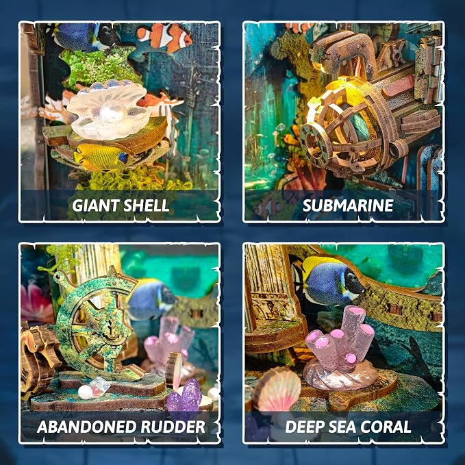 DIY Book Nooks - Deep-Sea Explorer Tiny Hous Submarine Miniature House Kit Building with Music, LED Light Magic and Rotating Scenery - Discover Atlanta