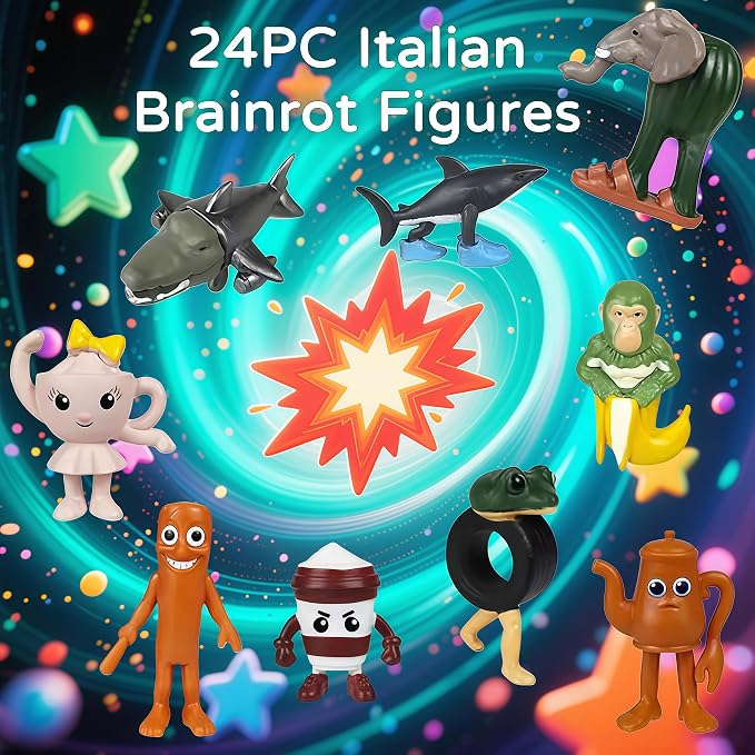 72 PCS Italian Brainrot Steal a Brainrot Toys, 1.8" Tralalero Tralala Action Figure, Tung Tung Tung Sahur Doll, Brain Rot Birthday Decorations, Kids Party Favors Gift