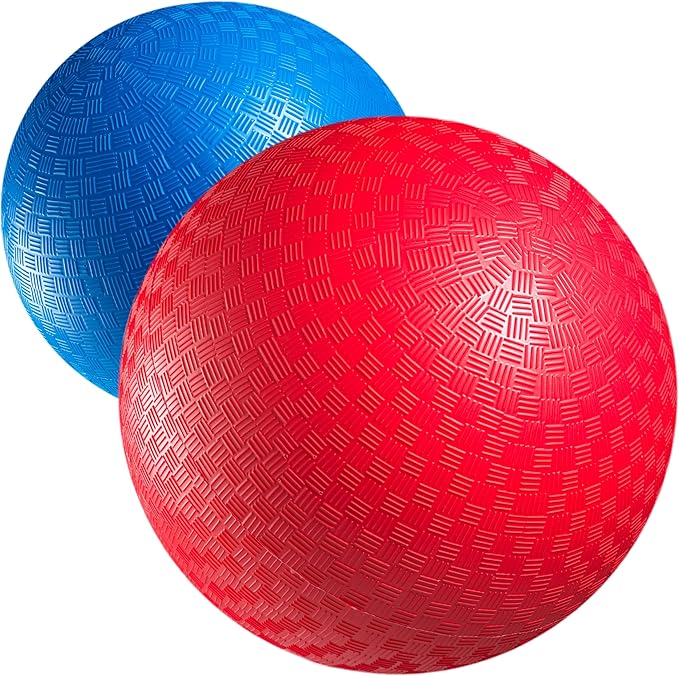7 Inch Red & Blue Dodgeball Set - (2-Pack) with Pump - Kickball Playground Balls for Kids - Gym Sports Balls for Dodgeball, Four Square, PE, Recess & Backyard Games