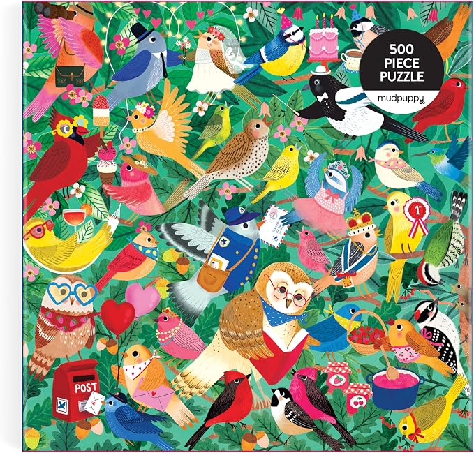 Mudpuppy Birding Around – 500 Piece Family Jigsaw Puzzle with Colorful and Fun Illustrations of Happy Birds for Children Ages 8 and Up