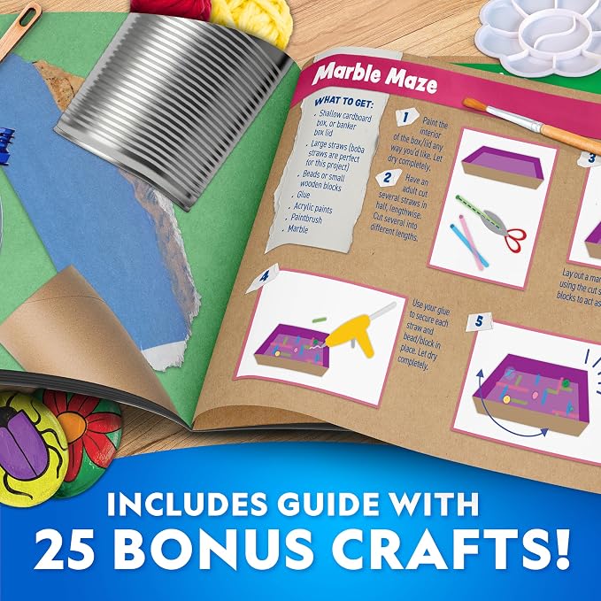 NATIONAL GEOGRAPHIC Mega Arts & Crafts Activity Kit for Kids Ages 8-12 – 3 Craft Kits to Build, Paint, Weave & Create, Rock Painting, Weaving Loom for Kids & Birdhouse Craft with 25 Bonus Activities