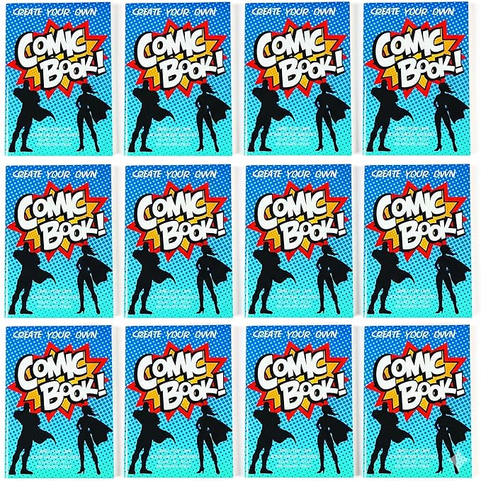 Fun Express Blank Comic Book for Kids 12 Books - Drawing Book Activity Pad with Pre-Printed Panels & Stencils | How to Draw Comics Kit for Boys & Girls Ages 4-12