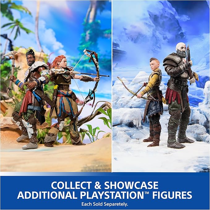 PlayStation The Last of US, 2-Pack 6” Joel & Ellie Action Figures with 19 Accessories, The Shapes Collection, for PS5 Fans & Collectors Ages 17+