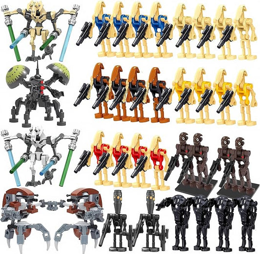 Toysvill Battle Robots Building Block Set, 35 PCS Military Droid Minifigures with Weapons, Construction Toy
