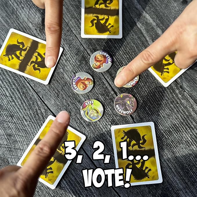 Bezier Games One Night Ultimate Werewolf | Fast 10-Minute Social Deduction and Bluffing | Hidden Roles Mystery Party for Adults and Kids | 3-10 Players