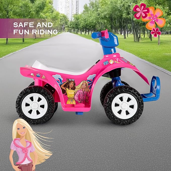 Barbie - 6V ATV Ride On Toy for Kids, LED Headlights, Battery Powered