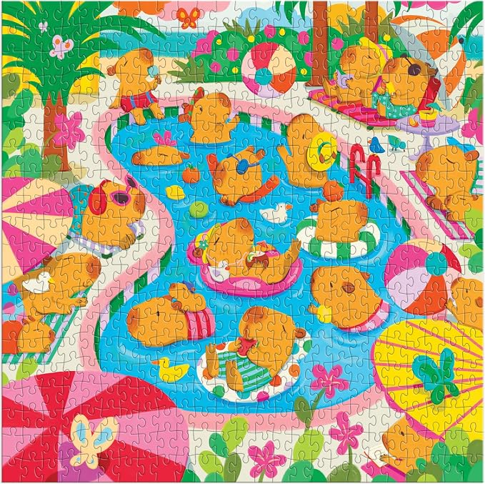 Mudpuppy Capybara Pool Day – 500 Piece Family Jigsaw Puzzle with Colorful and Fun Illustrations of Capybaras for Children Ages 8 and Up