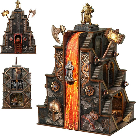 Ironpeak Forgeworks Miniature Kit - DIY Miniature House Kit for Adults, Teens, Dollhouse Booknook Bookshelf Insert Decor with LED Light, 3D Wooden Puzzle Gifts for Family, Friends