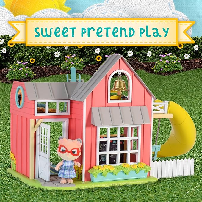 Honey Bee Acres Sunshine Meadow School Complete Set with Miniature Flocked Figure, 21 Pieces , Ages 3+