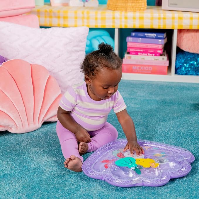 Bright Starts Disney Princess Ariel Water Mat, The Little Mermaid Sea Treasures, Purple, Baby Girl Newborn +
