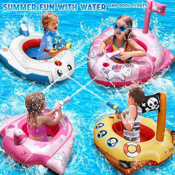 HopeRock Unicorn Pool Floats for Toddlers and Kids, with Water Gun, Pool Toys for 3-8 Years Old Girls, Inflatable Swimming Pool Toys