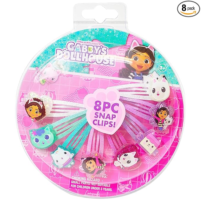 LUV HER Gabby's Dollhouse Kids Hair Clips for Girls Snap Clips 8 Pack Multi Color Ages 3+