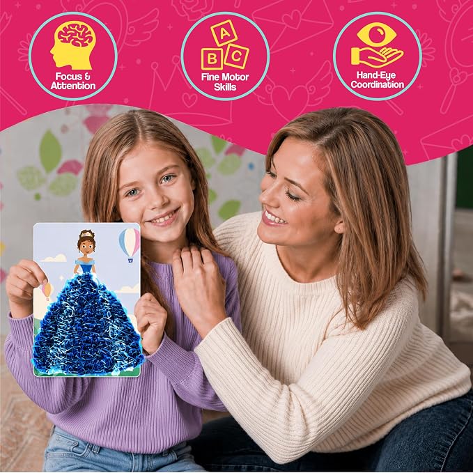jackinthebox Poke Poke Art – Mess-Free Sewing Art for Kids, Great Gift for Children, Toys for Girls and Boys Ages 4 5 6 7 8 (Princess)