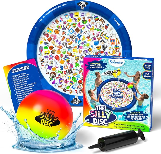 Skillmatics The Silly Disc – Pool Party Game for Kids, Teens & Adults, Funny Spot & Shout Game, Swimming Pool Toy, Outdoor Family Activity, Summer Game, Hilarious Gift for Ages 8, 9, 10 & Up