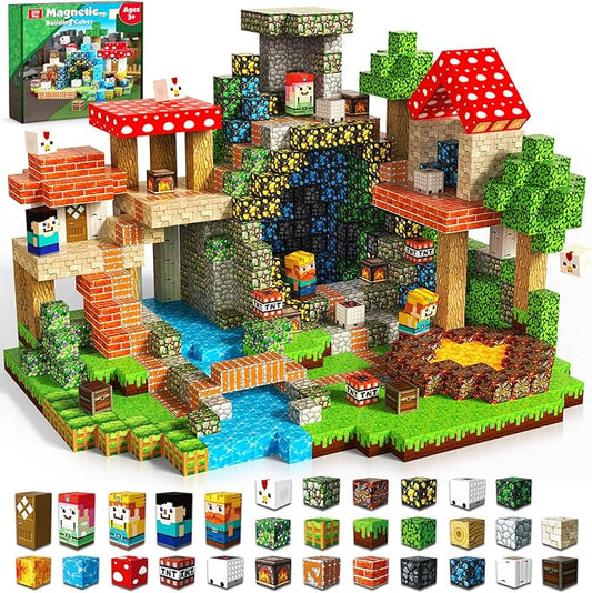 Goody King 200PCS Magnetic Blocks - Magnetic Building Blocks, Stacking Magnets for Kids, Strong Magnets, Sensory Toy for STEM Learning Toys for Kids 3+ Boys and Girls Christmas Birthday Gifts