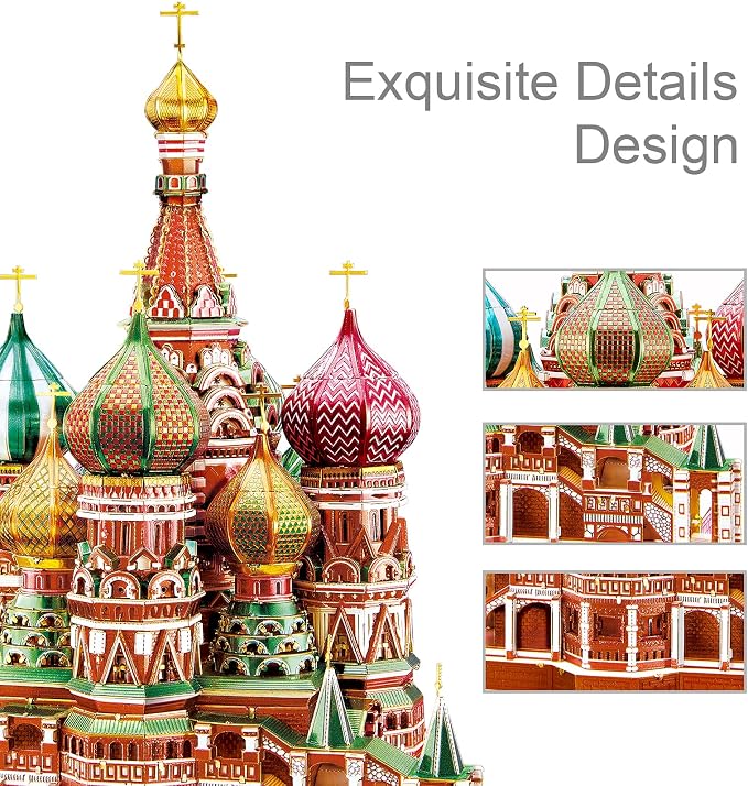 Piececool 3D Metal Puzzle Model Kits Saint Basil’s Cathedral Metal Building Kit for Adults, Brain Teaser DIY Model for Teens Man Woman Family-711 Pcs