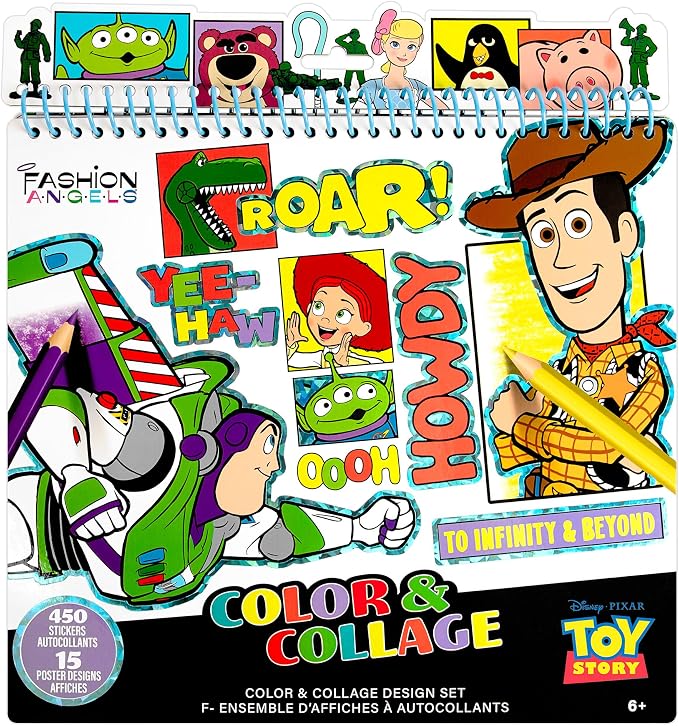 Fashion Angels Disney Pixar Toy Story Color & Collage Portfolio Set, Includes 15 Posters & 450 Stickers, Creative Art Activity Kit for Kids Ages 6+