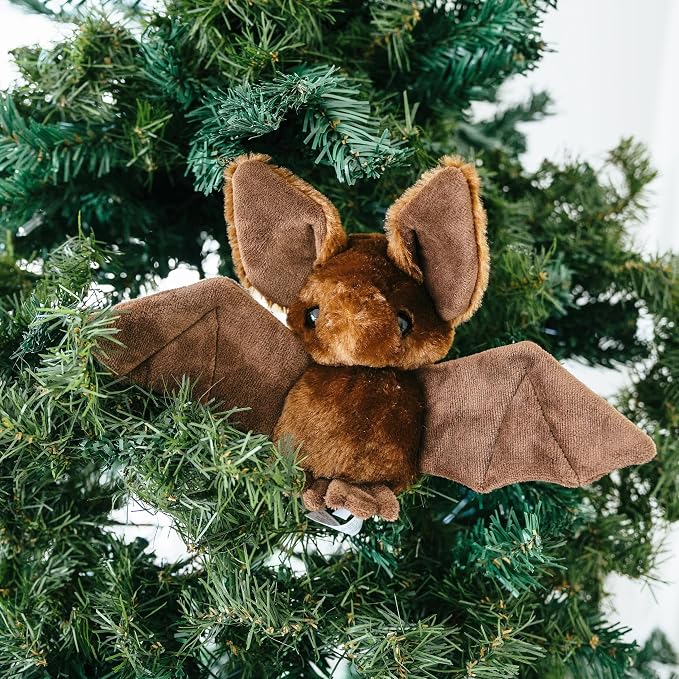 The Petting Zoo Bat Stuffed Animal Plushie, Gifts for Kids, Scoopz Wildlife Animals, Brown Bat Plush Toy 8 Inches