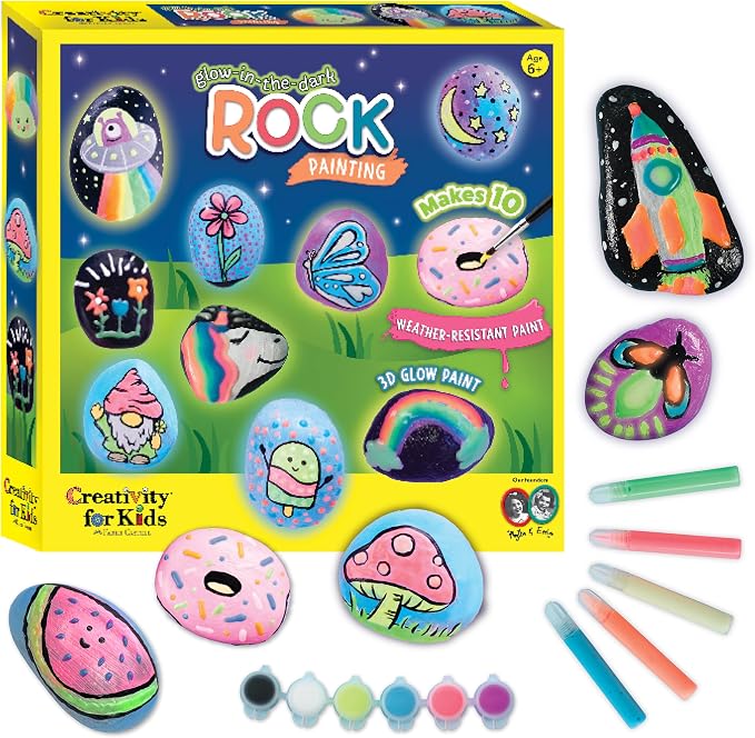 Creativity for Kids Rock Painting Kit - Glow in the Dark Rock Kit: Crafts for Kids, Painting Rocks Arts and Crafts, Kids Gift (Ages 6+)