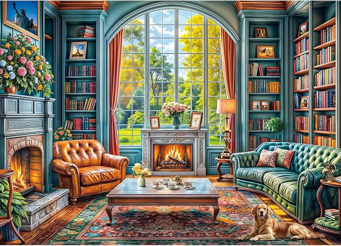Warm Study Room Puzzles for Adults 1000 Piece, Jigsaw Puzzles for Adults, Adult Challenging Game Toys, Impossible Puzzle, Family Decoration Puzzle