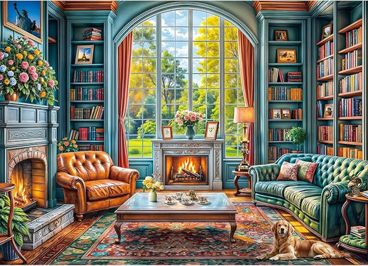 Warm Study Room Puzzles for Adults 1000 Piece, Jigsaw Puzzles for Adults, Adult Challenging Game Toys, Impossible Puzzle, Family Decoration Puzzle
