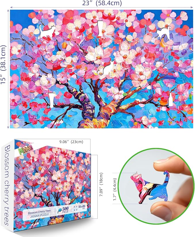 Beautiful Flowers 500 Piece Puzzles for Adults, Fun Pretty Art Puzzles for Adults 500 Pieces with HD Print & Poster, 20" X 20" Dust Free Party Family Games