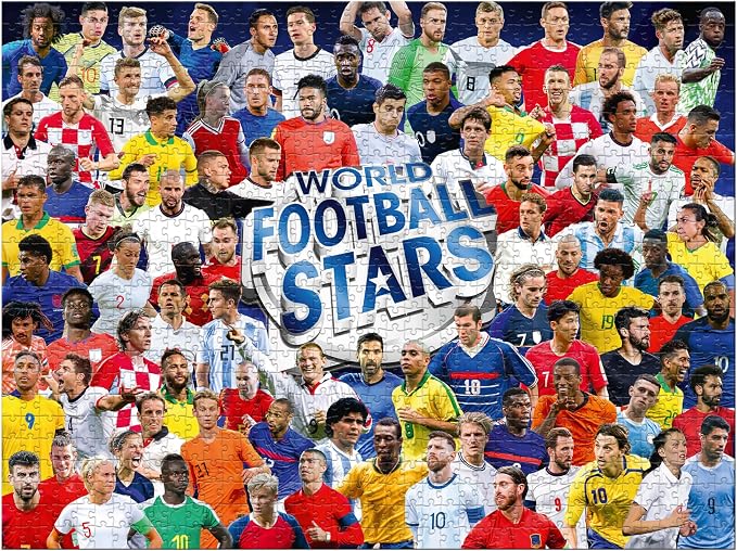 Winning Moves Games World Football Stars 1000 Piece Jigsaw Puzzle, Featuring Harry Kane, Pelé, Maradona, and More, for Ages 4 Plus