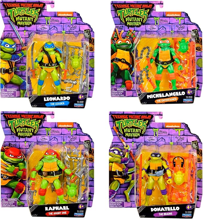 Teenage Mutant Ninja Turtles: Mutant Mayhem Basic Figure Turtle 4-Pack Bundle by Playmates Toys