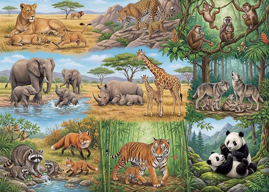Nattork Jigsaw Puzzles 1000 Pieces for Adults, Families (Animal Family) Pieces Fit Together Perfectly