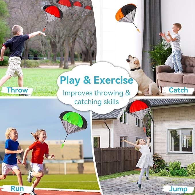 Yeeeasy Tangle-Free Parachute Toys for Kids - Outdoor Flying Game for Boys Girls Age 3-12 - Rip-Stop Hand Throw Army Men Action Figures - STEM Science Gift & Stocking Stuffers - Large 3Pcs