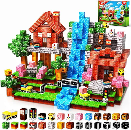 100PCS Magnetic Blocks - Magnetic Building Block for Kids Ages 3 4 5 6 7 8, Stacking Magnets for Kids, Magnet Toys, Birthday Gifts for 3-10 Year Old Boys Girls, STEM Learning Toy