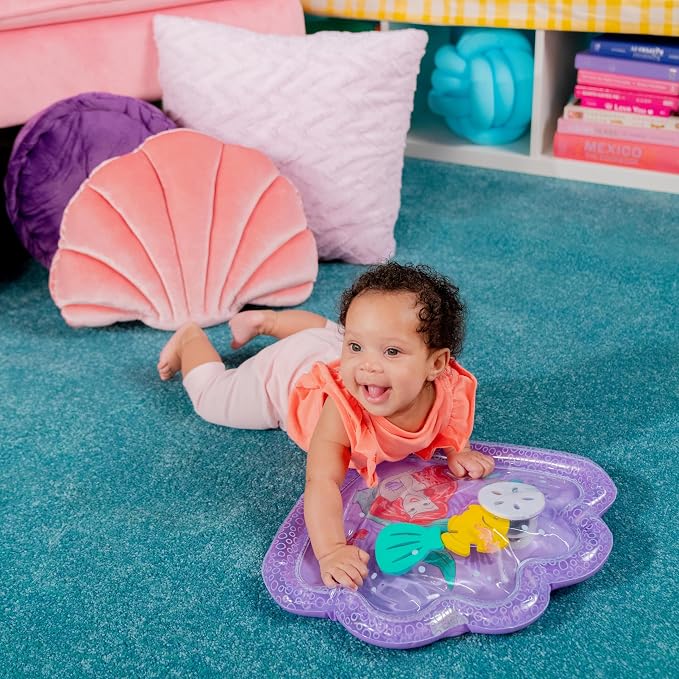 Bright Starts Disney Princess Ariel Water Mat, The Little Mermaid Sea Treasures, Purple, Baby Girl Newborn +
