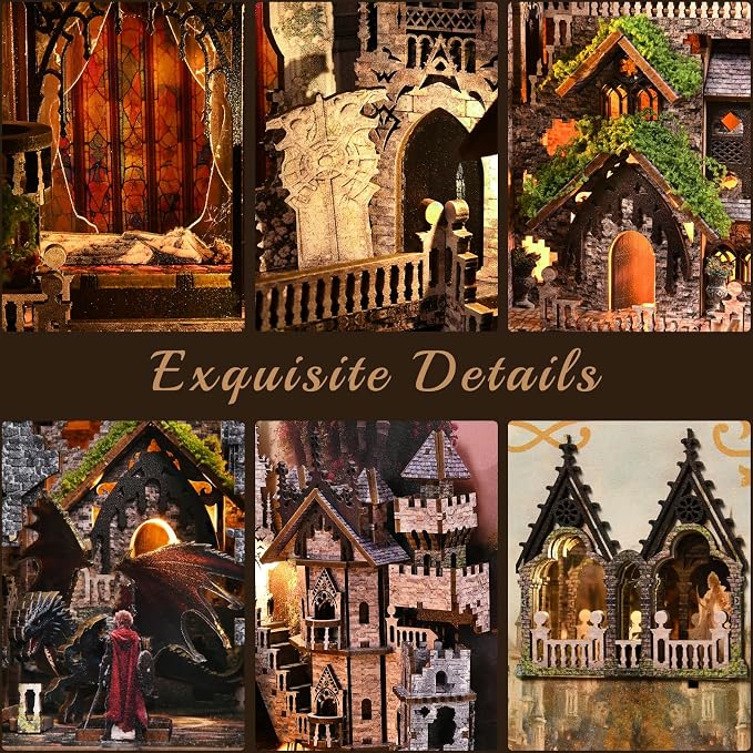 CCCDF Book Nook Kit - DIY Miniature House Dollhouse Kit for Adults and Teens, Booknook Tiny House Bookshelf Decor 3D Wooden Puzzle, Gifts for Family, Friends (Sleeping Beauty)