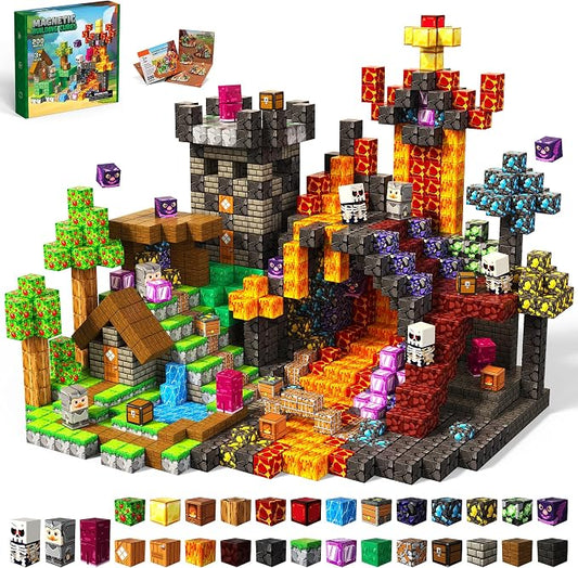 200PCS Magnetic Blocks, Magnetic Building Cube Set for Kids Ages 3+, Constructions STEM Stacking Tiles Toy Building Birthday Gifts for Boys Girls