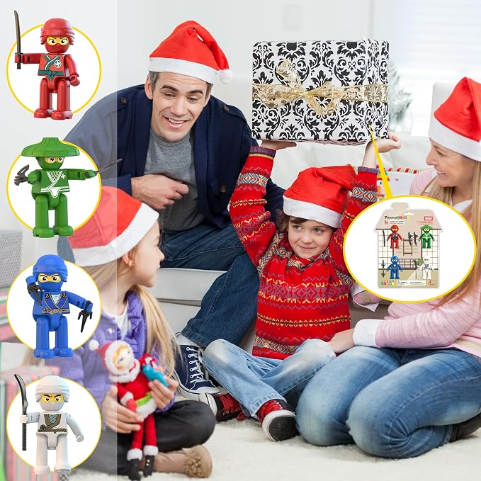 PicassoTiles Ninja Action Characters for Magnetic Tiles Building Block Toy Sets Accessory Add On Kit for Magnet Tile Playsets for Toddlers Boys Girls Ages 3+ Pretend Play STEM Educational Toys PTA14