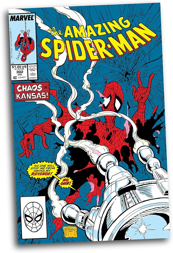 McFarlane Toys - Marvel Spider-Man 1:6th Scale Posed Figure with Scene & Comic (Based on The Amazing Spider-Man #301)