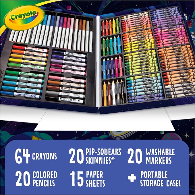 Crayola Inspiration Art Case Coloring Set, 140pc Space Theme – Art Kit for Kids, Crayons, Markers, Pencils, Gift for Boys & Girls, Ages 5, 6, 7, 8 [Amazon Exclusive]